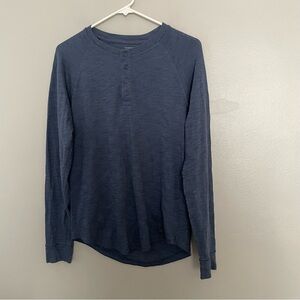 Vince Blue Long-Sleeve Henley Shirt men XS